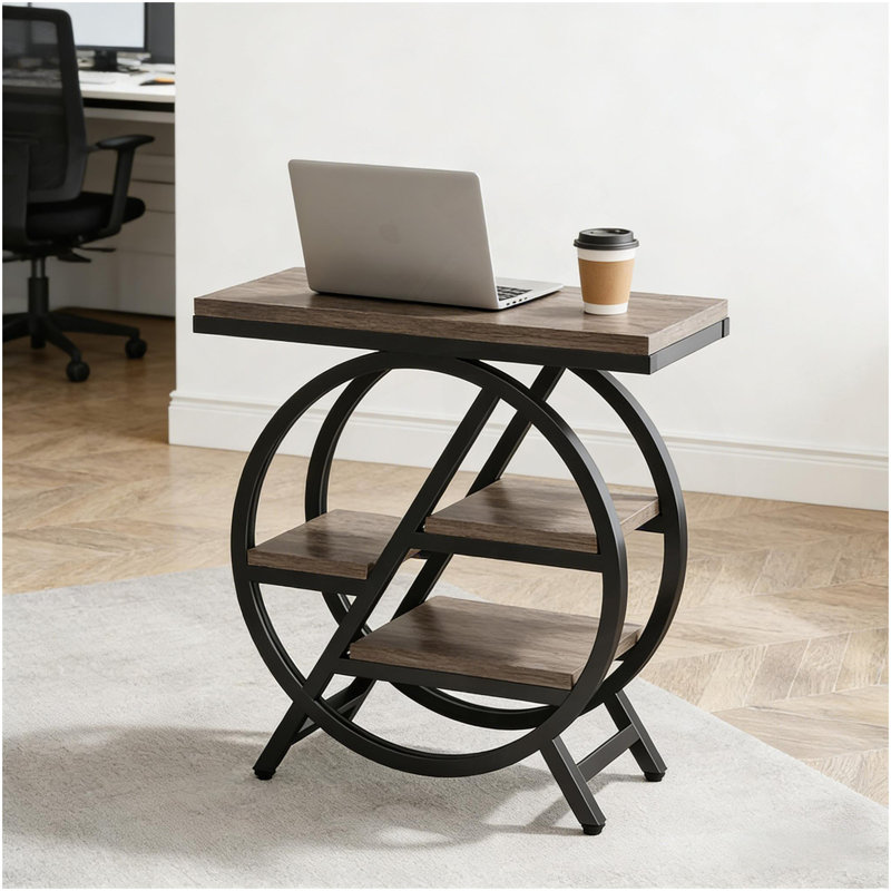 Table de chevet, table de bout compacte, table d'appoint, Noir/gris