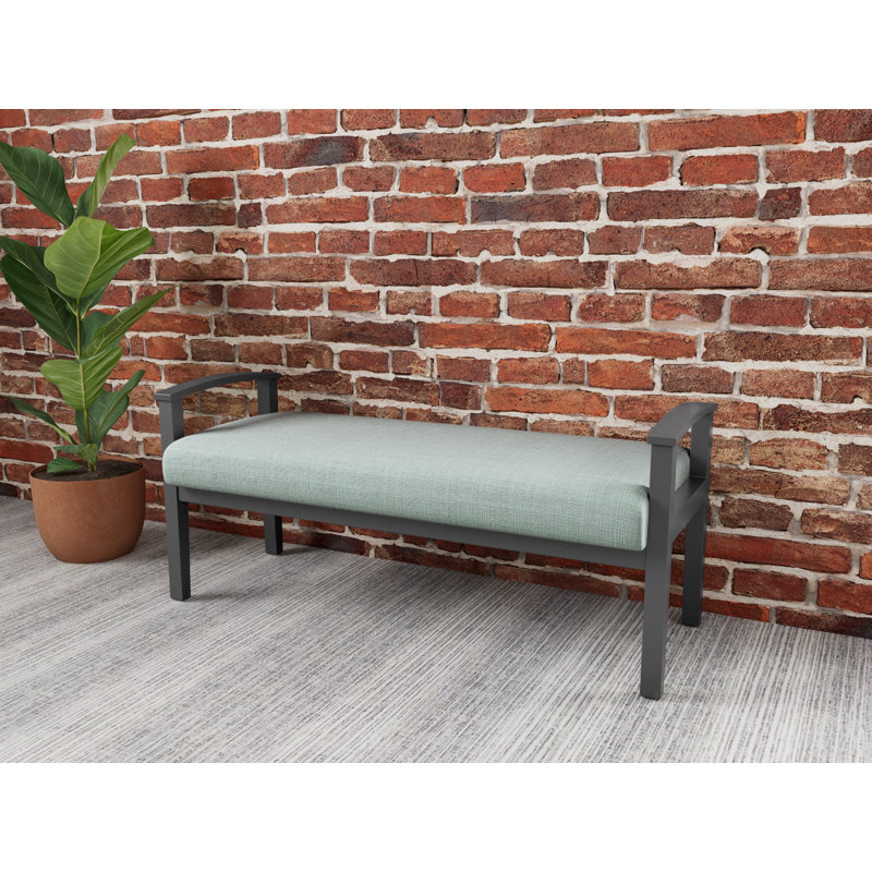 Banc en bois massif Amherst, Étain, Chambray écume de mer