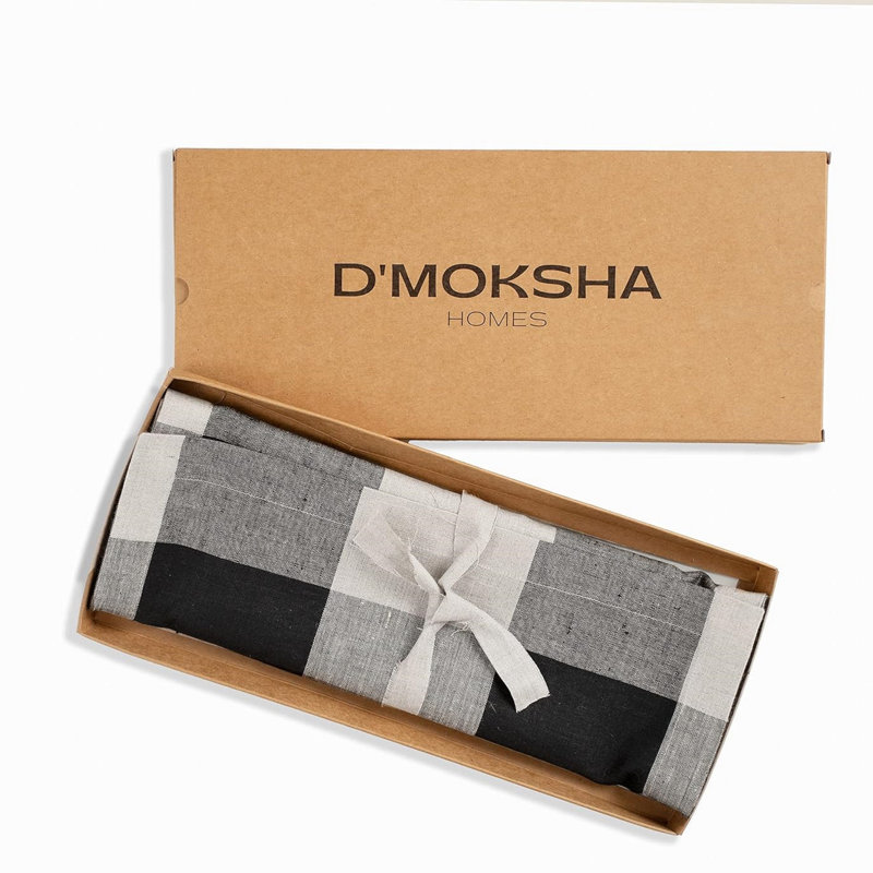 Chemin de table D'Moksha Homes, L 90 po x l 14 po, Black/Natural