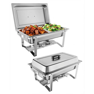 Chafing Dishes for Buffet, Stainless Steel Catering Chafer with Lids, Pans & Fuel Holder, 8QT Food Warmers for Parties Buffet