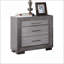Grey 3-Drawer Nightstand with USB Ports &amp; Solid Wood Handles