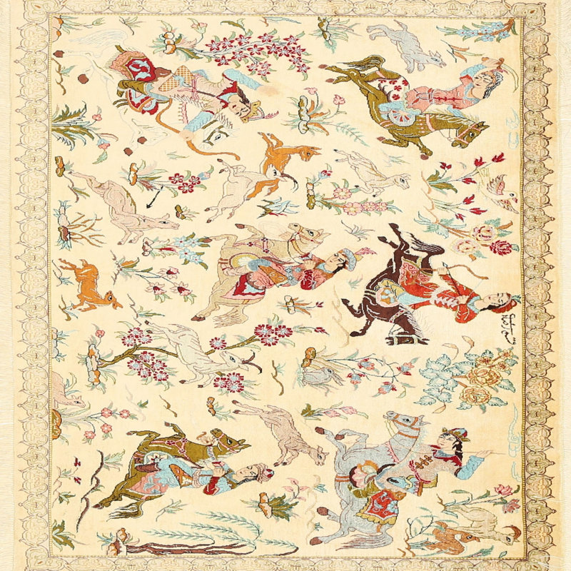 Tapis traditionnel lavable à la machine Makario, Carré 3 pi