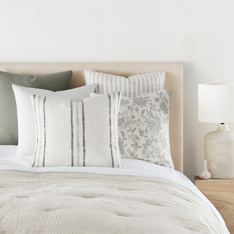2-Pack Cotton Slub Decor Throw Pillows in Solids, Gray/White
