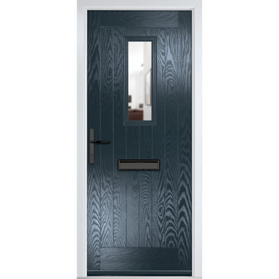 Crystal GRP Front door Sunningdale Anthracite Grey 920mm x 2090mm Open in Right hand Clear Glass
