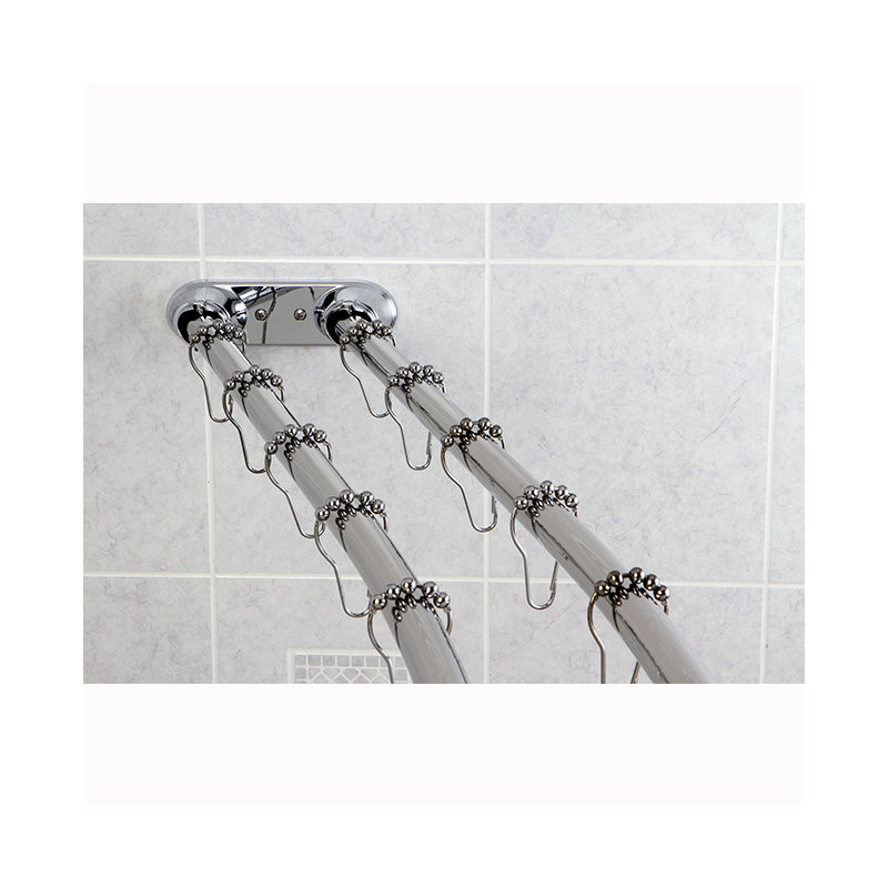 Tringle à rideau de douche double courbée réglable de 60 à 72 pouces Kingston Brass Edenscape, Chrome poli