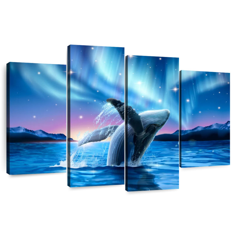 Baleine Brampt et les lumières du Polaris, H 27 po x l 43 po