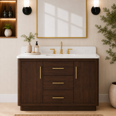 Ensemble de meuble-lavabo simple autoportant avec plateau en pierre reconstituée Adria