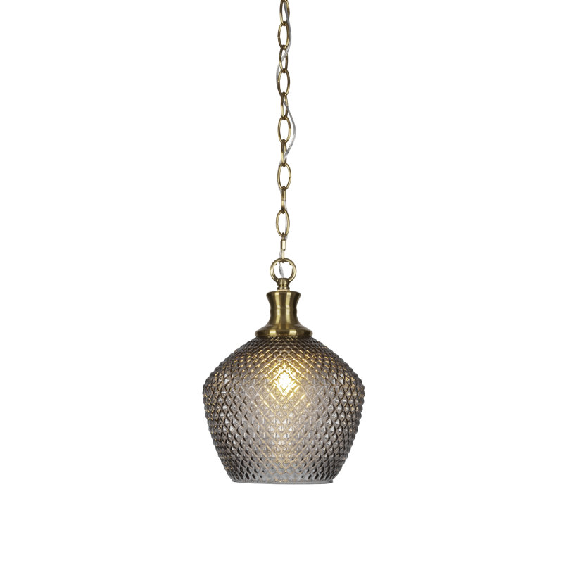 Luminaire suspendu à chaîne Zola, Laiton New Age, H 12,5 po x l 9,25 po x P 9,25 po
