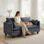 Canapé 2 places avec chargement USB, canapé compact moderne en chenille bleue pour appartement-406284744