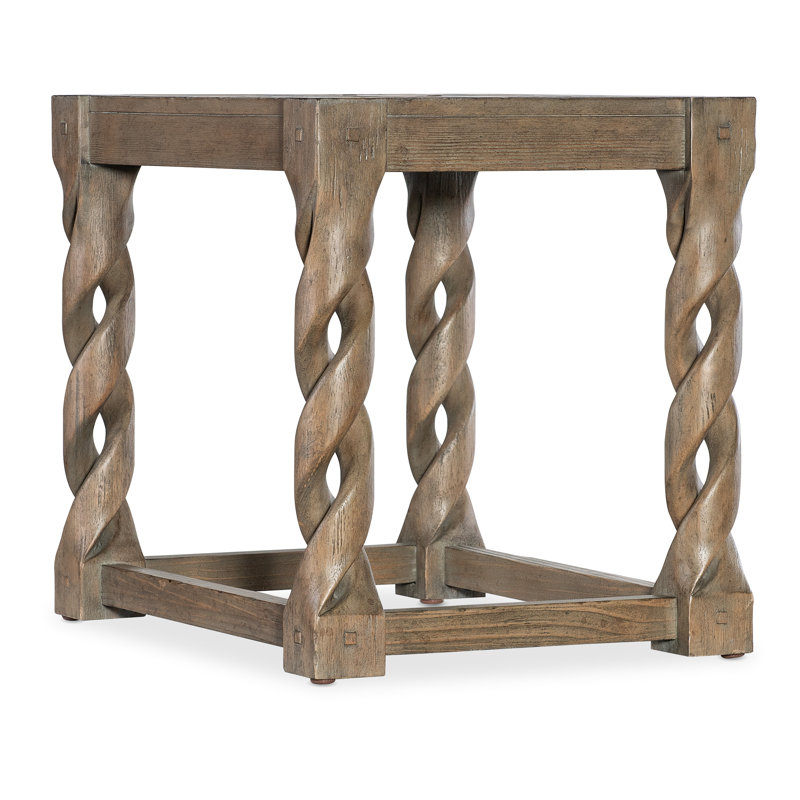 Rustic Brown Pine Veneer Rectangular End Table