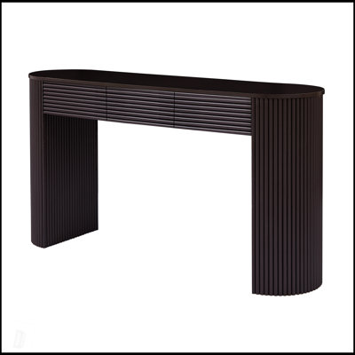 Nara Modern Japandi MDF Console Table With 3 Drawers, Fluted Detail, And Open Storage Niche