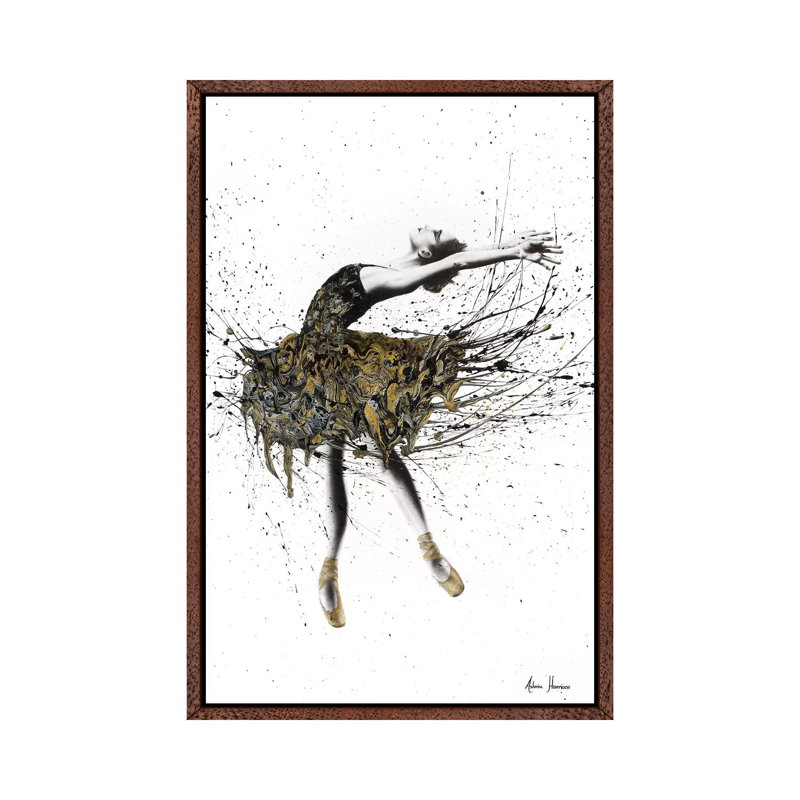 Black Swan Night by Ashvin Harrison - Print on Canvas, 66.04 cm H x 45.72 cm W, Classic Brown Wood Framed