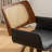 Faux Leather and Rattan Back Swivel Office Chair-1227873577