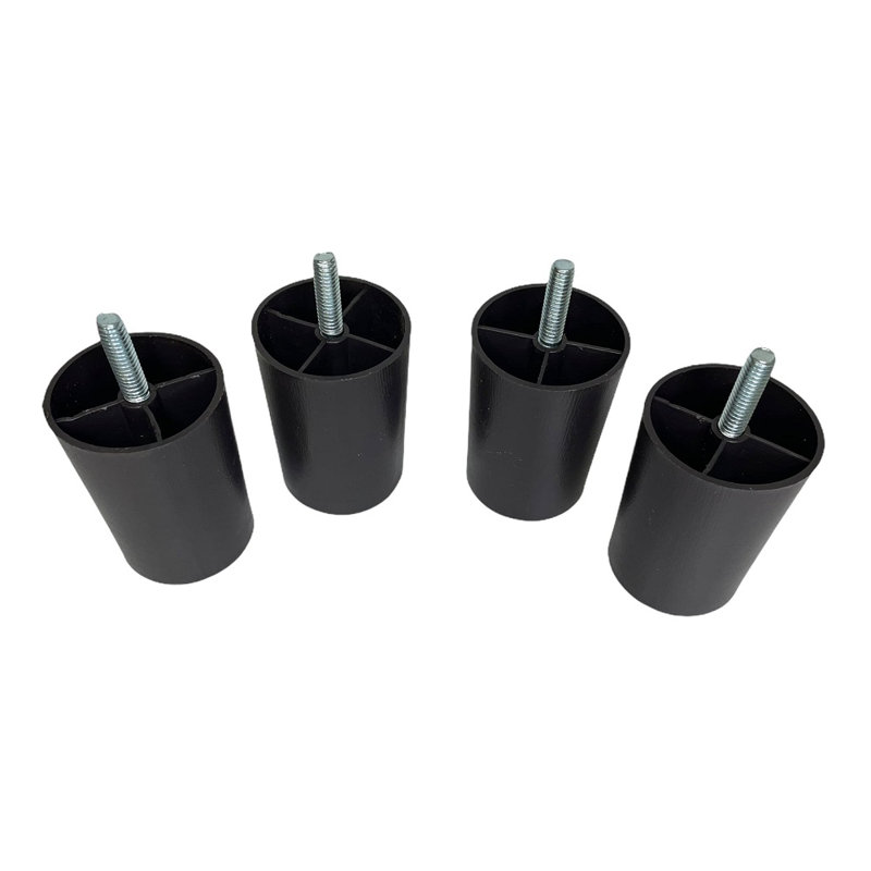 Pied de canapé rond en plastique noir 3 po Leg Daddy, boulon de suspension 5/16 po