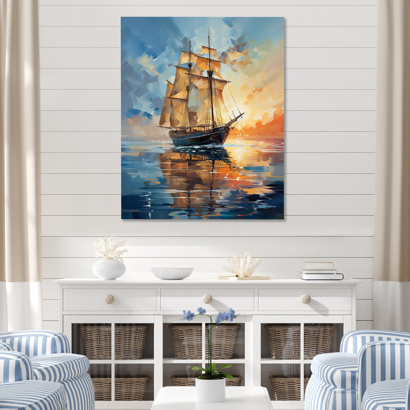 Voilier Vierling, symphonie maritime abstraite I, H 44 po x l 34 po x P 1,5 po, Toile tendue