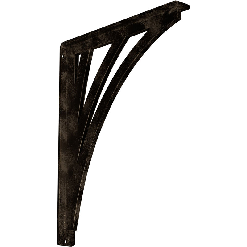 Nevio Wrought Iron Bracket, 15" H x 1.5" W x 12" D, Antiqued Brass