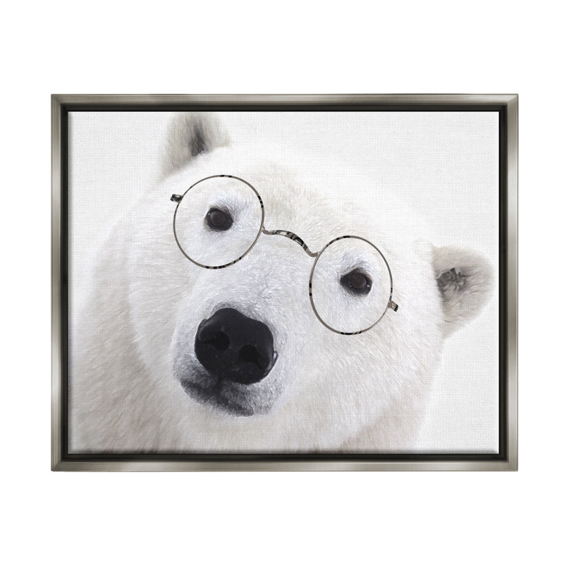 Toile blanche avec verres d'ours polaires blancs par Karen Smith, H 17 po x l 21 po x P 1,7 po