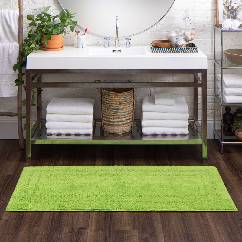 Kail Plush Stain/Fade Resistant Machine Washable Bath Mat, Fiesta Lime, 24" W x 60" L