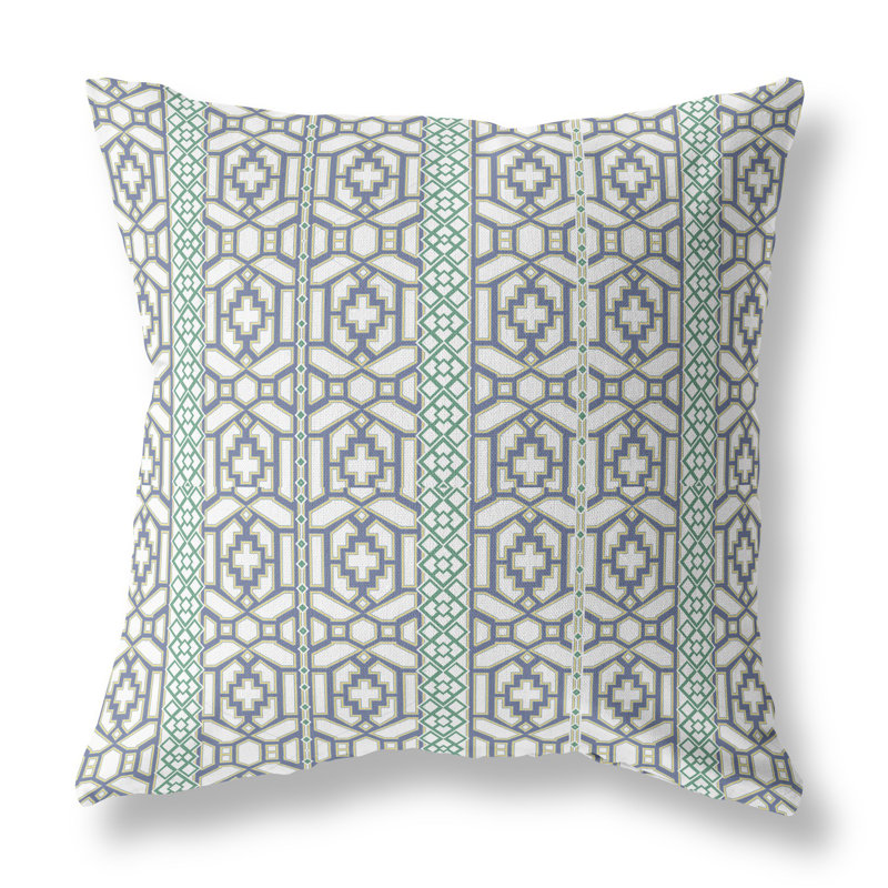 Coussin décoratif 26 po x 26 po Broadcloth Floral, Blanc / floral gris