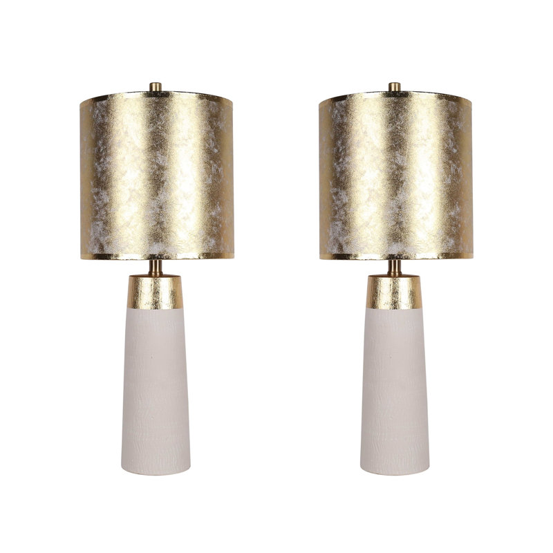 Luxe Radiance Ceramic Table Lamp - Off-White & Gold - Set of 2