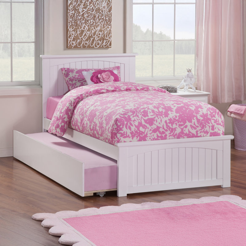Lit plateforme en bois massif avec couchette Benites by Three Posts ™, Simple, Blanc