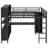 Queen Size Metal Loft Bed with Wardrobe, L-Shaped Desk & Storage, Heavy Duty Frame for Kids & Teens, Black-1158754947