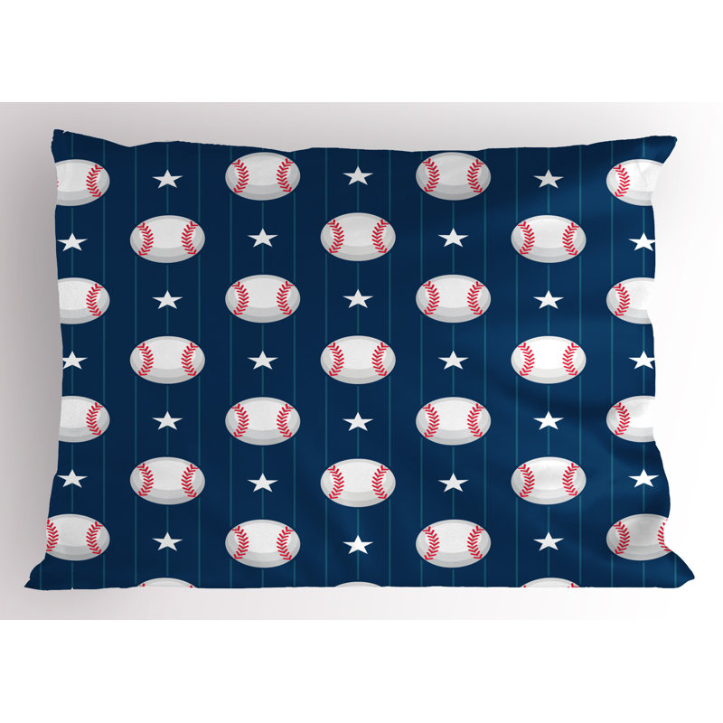 Pillowcase, baseball stripes, night blue red white