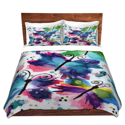 Ensemble de housse de couette en microfibre DiaNoche par Shay Livenspargar - Dancing Butterflies