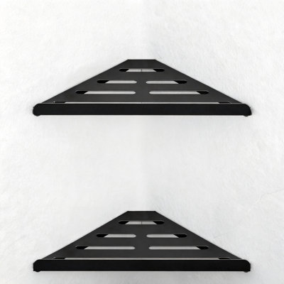 Serviteur de douche triangulaire, ensemble de 2 tablettes de coin pour salle de bain, organisateur mural en métal antirouille (noir)