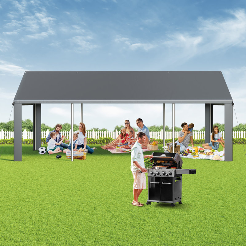 13 ft. W x 25 ft. D Heavy-Duty Carport Canopy, Portable Garage with Roll-Up Door, Windows and Reinforced Base, 13x25 FT