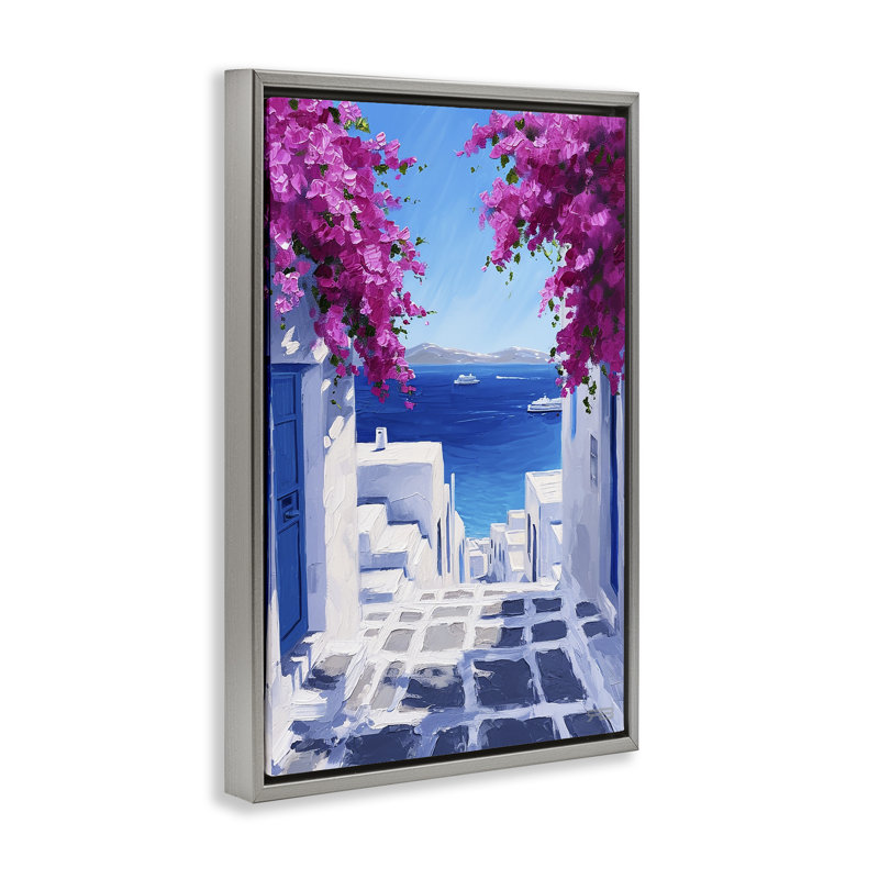 «Coastal Architecture Town», toile flottante encadrée brune par RB, H 25 po x l 17 po, Cadre flottant gris lustré