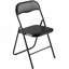 Ensemble de 4 chaises pliantes portatives en cuir avec coussin rembourré noir