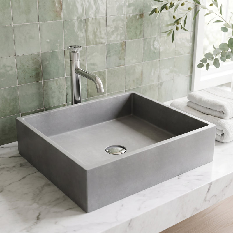 Coca Gothic 19" L x 15" W x 5" H Grey Handmade Rectangular Vessel Bathroom Sink