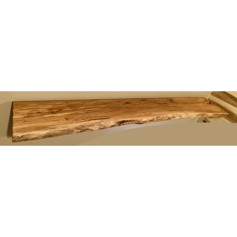 Custom Narrow Live Edge English Chestnut Wood Floating Shelves, 2" H x 12" W x 9" D