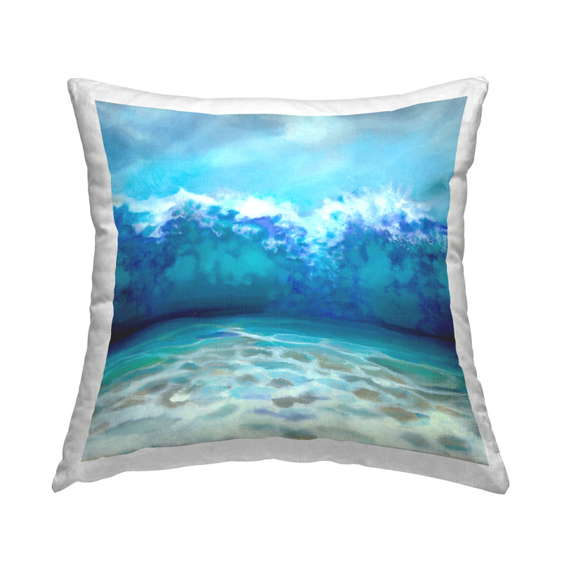 Coussin décoratif à motif de vagues de style Tsunami par Louise Montillio