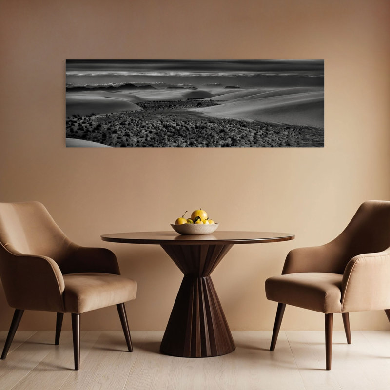 «Serene Desert Dunes», art dramatique serein, paysage tranquille, nature, H 16 po x l 48 po