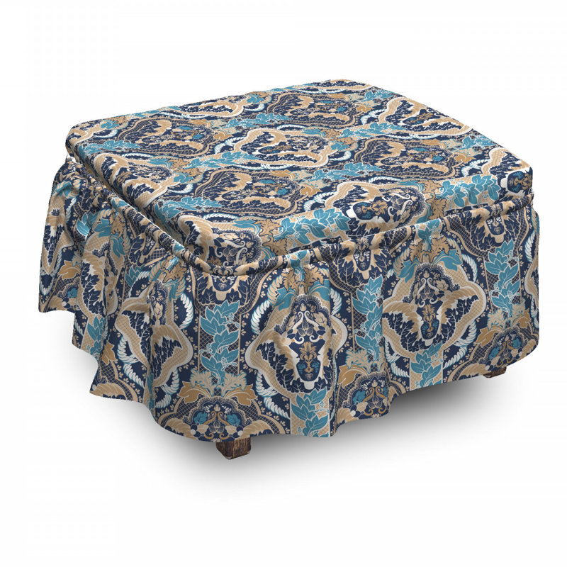 Ensemble de housse pour repose-pieds coussin de boîte 2 pièces asiatique south eastern design