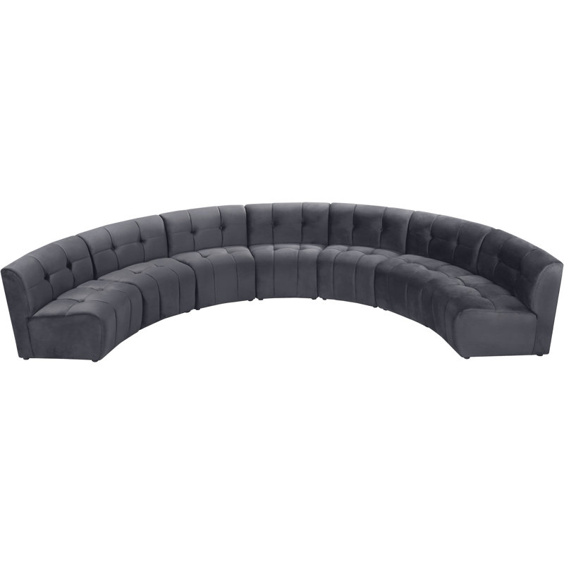 Jedson Velvet Sectional Symmetrical, Grey Velvet