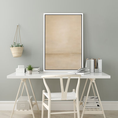 Soft Beige Horizon Minimal Abstract Neutral Wall Decor – Pictures Framed Canvas Print Wall Art