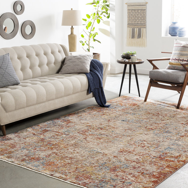 Tapis safran / pêche Bankhead, Rectangle 6 pi 7 po x 9 pi 6 po