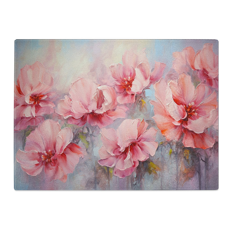 Peony Flower Abstract  Glass Chopping Board