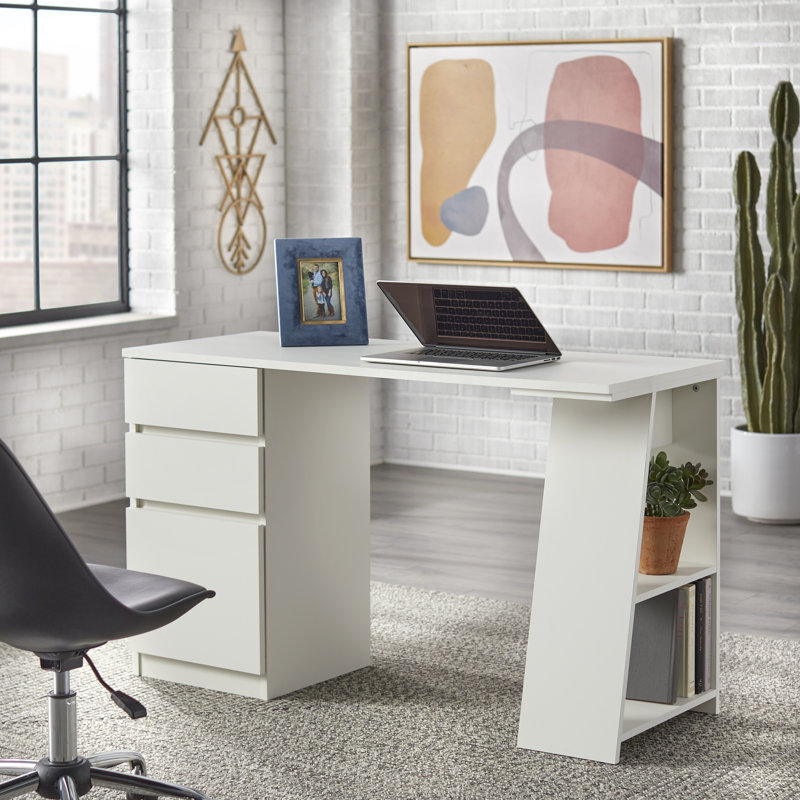 Malgorzata Solid Wood Computer Desk, White