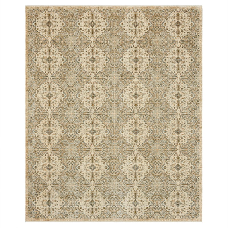 Gray Geometric 5' x 7' Stain-Resistant Synthetic Area Rug