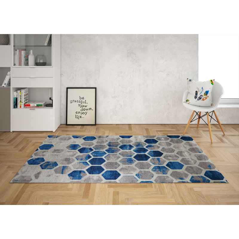 Stylish Woven Carpet (4 x 6 ft), 100% Polyester, 0.4 in Pile Height | Antibacterial, Non-Slip Underside | Machine Washable, 3D Digital Printing | Perfect for Living Room, Bedroom, and Home Decor