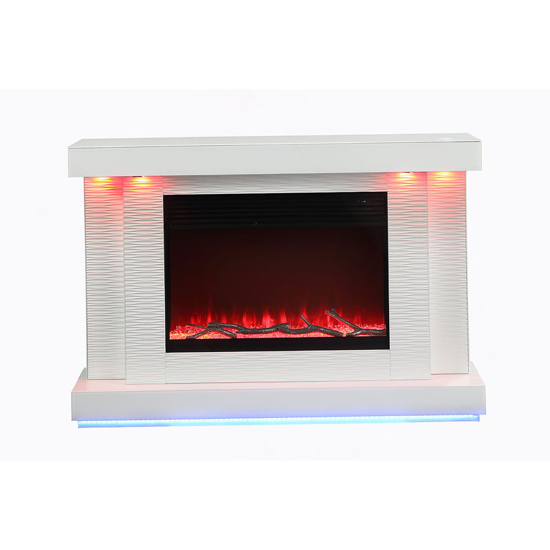 Meuble télé avec foyer électrique et réglage de luminosité à 3 niveaux