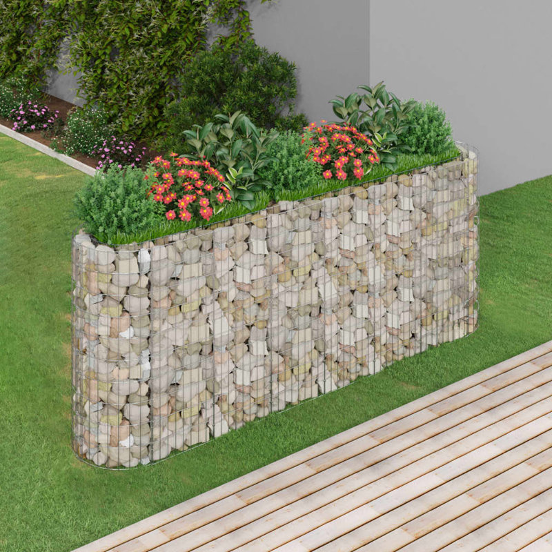Dakota Fields Gabion Raised Bed Galvanised Iron, 260cm H x 50cm W x 100cm D