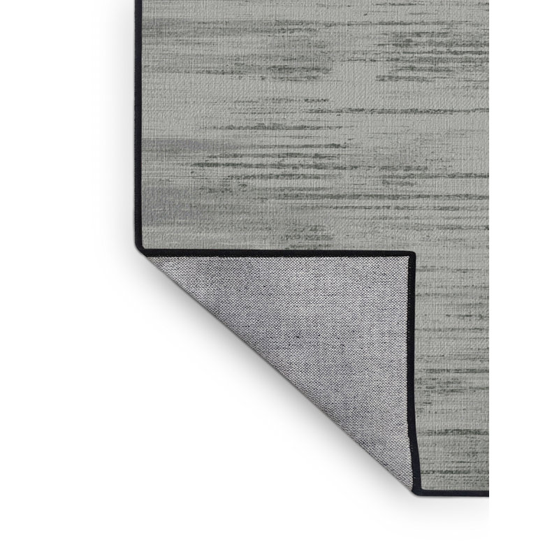 Machine Washable Abstract Gray Area Rug, Runner 2' x 5'
