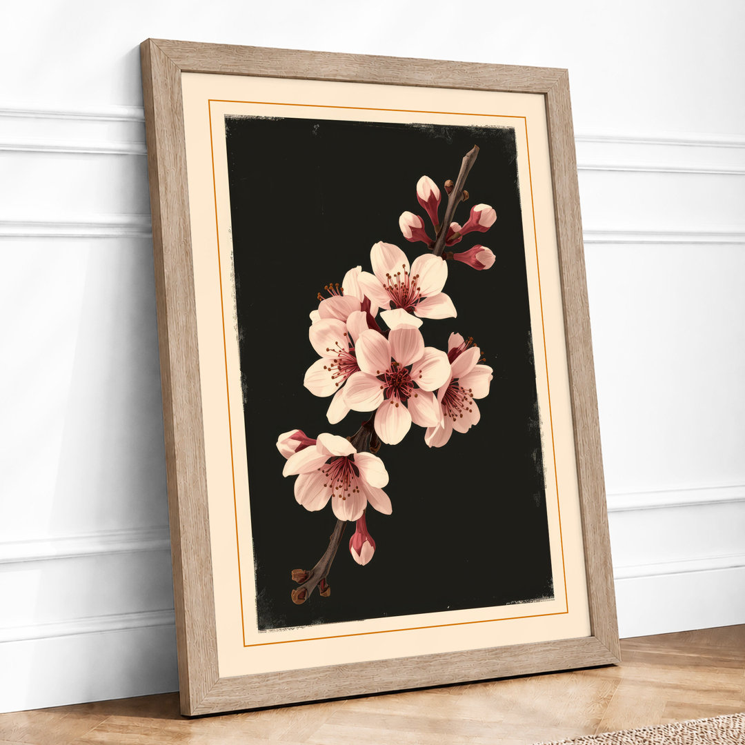 Moonlit Cherry Blossom Botanical - Framed Print