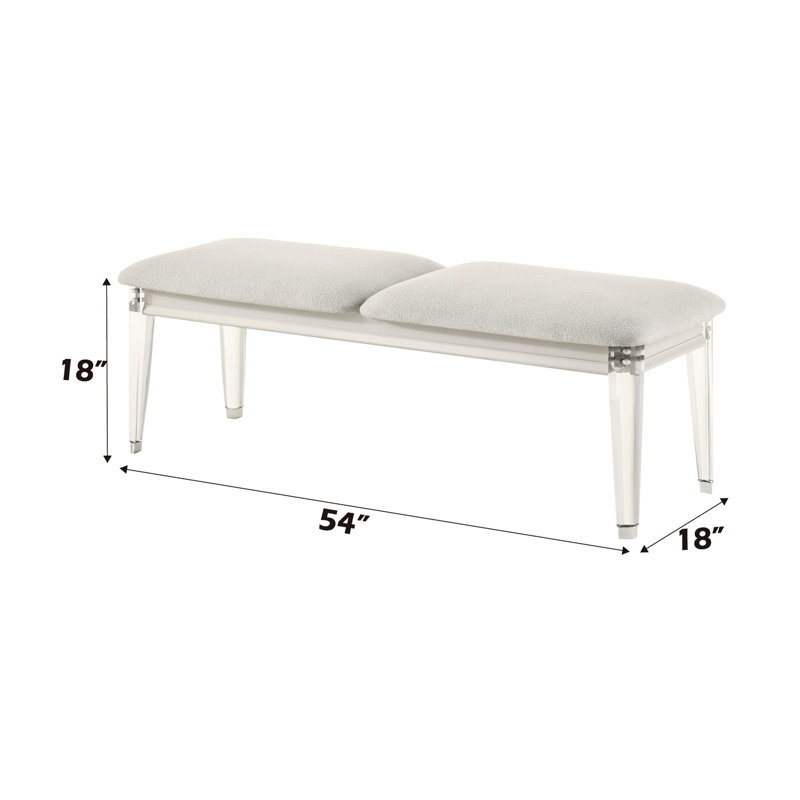 Comfortable Gray Bench - Foam Cushioning 7" Package Height 220lbs Weight Capacity Boucle Crafted From Particle Board 32lb