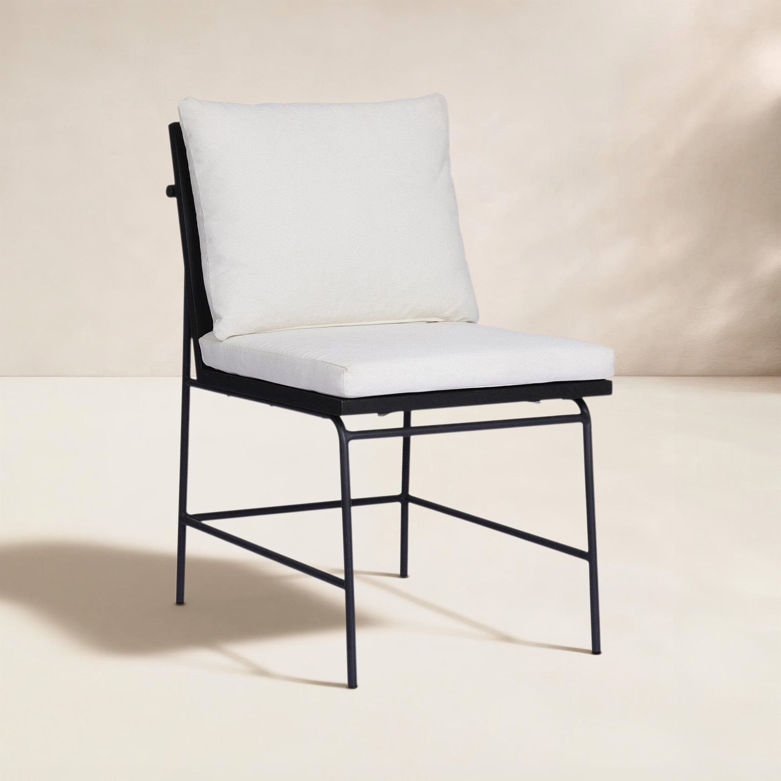 Nabi Premium All-Weather Wicker Outdoor Dining Side Chair with Cushion, Black